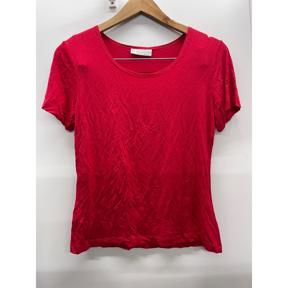 Bryn Walker Red Scoop Neck Short Sleeve Top Small Made in USA
